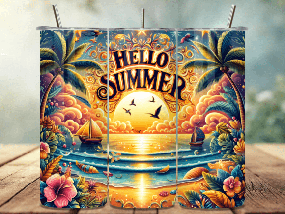 Download Hello Summer Beach Tumbler Wrap PNG - Tumbler wrap png Collection