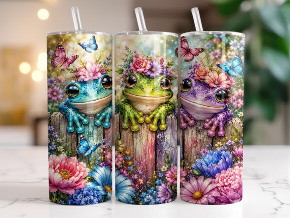 Download Cute Floral Frog 20oz Tumbler Wrap PNG - Tumbler wrap png Collection