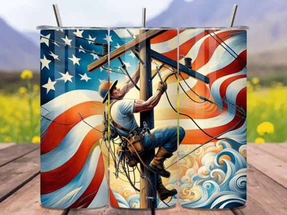 Download Patriotic Lineman Gift Tumbler Wrap PNG - Tumbler wrap png Collection