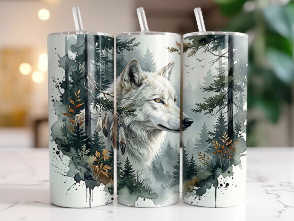 Download White Wolf Forest 20oz Tumbler Wrap PNG - Tumbler wrap png Collection
