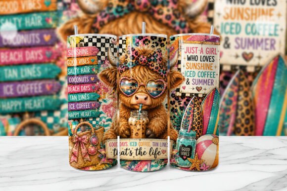 Download Summer Highland Cow Tumbler Wrap PNG - Tumbler wrap png Collection