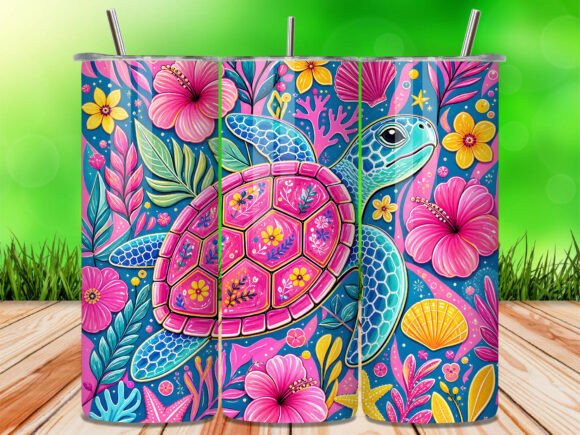 Download Boho Floral Sea Turtle Tumbler Wrap PNG - Tumbler wrap png Collection