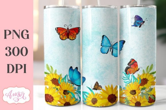 Download Flowers and Butterflies Tumbler Wrap PNG - Tumbler wrap png Collection