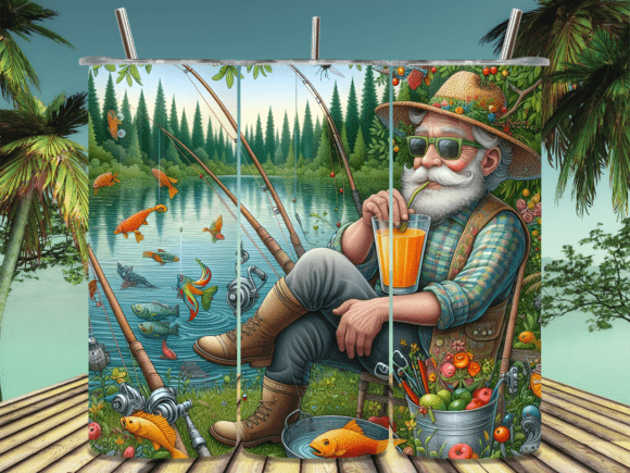 Download Fishing Adventure Scene Tumbler Wrap PNG - Tumbler wrap png Collection