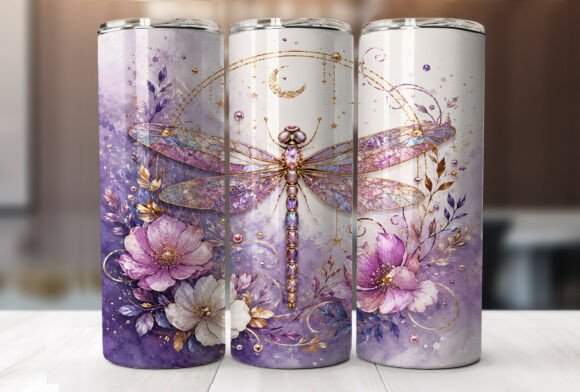 Download Purple Dragonfly Floral Tumbler Wrap PNG - Tumbler wrap png Collection