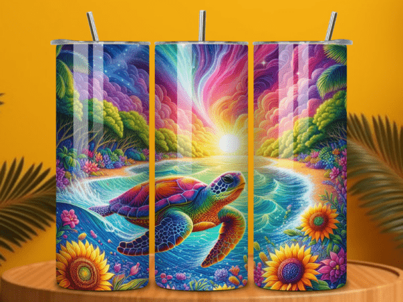 Download Colorful Sea Turtle Tumbler Wrap PNG - Tumbler wrap png Collection