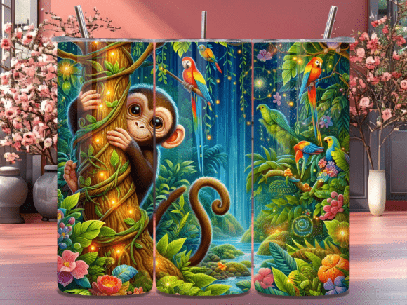 Download Cute Baby Monkey Jungle Tumbler Wrap PNG - Tumbler wrap png Collection