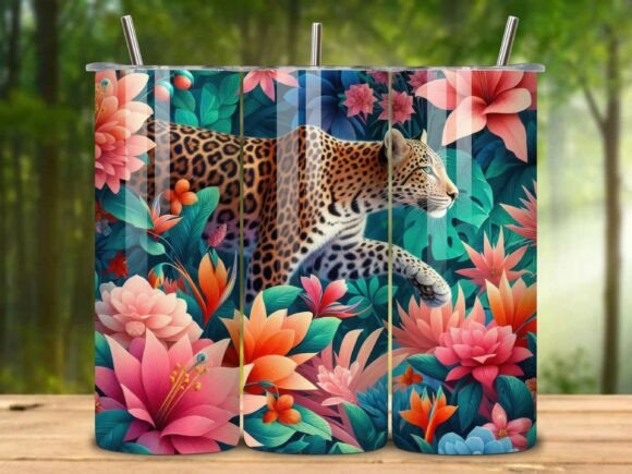 Download Jungle Theme Jaguar Tumbler Wrap Png V.2 - Tumbler wrap png Collection