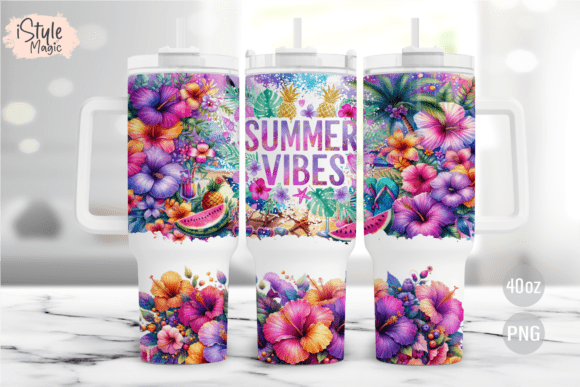 Download Summer Vibes 40oz Tumbler Wrap PNG - Tumbler wrap png Collection