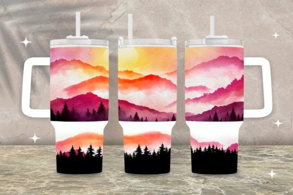Download 40 Oz Sunset Design Tumbler Wrap Png - Tumbler wrap png Collection