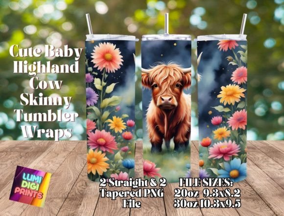 Download Highland Cow Watercolor Tumbler Wrap PNG - Tumbler wrap png Collection