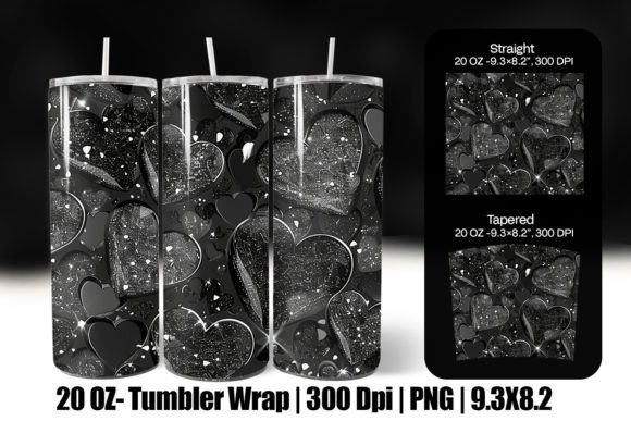 Download Black Valentine Heart Tumbler Wrap Png - Tumbler wrap png Collection