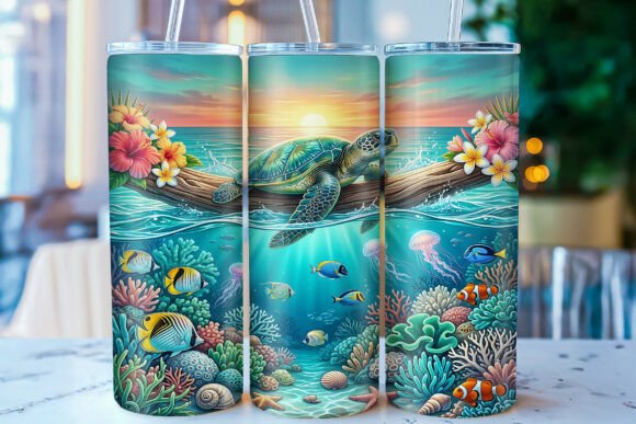 Download Sea Turtle Ocean 20oz Tumbler Wrap PNG - Tumbler wrap png Collection