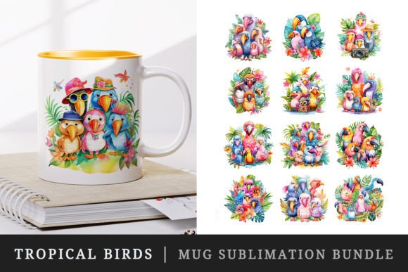 Download Tropical Birds Mug Summer Wrap Design - Summer wrap Collection