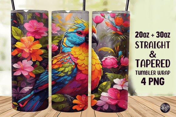 Download Colorful Bird &amp; Flowers Tumbler Wrap PNG - Tumbler wrap png Collection