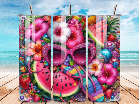 Download Pink Tropical Summer Tumbler Wrap PNG - Tumbler wrap png Collection