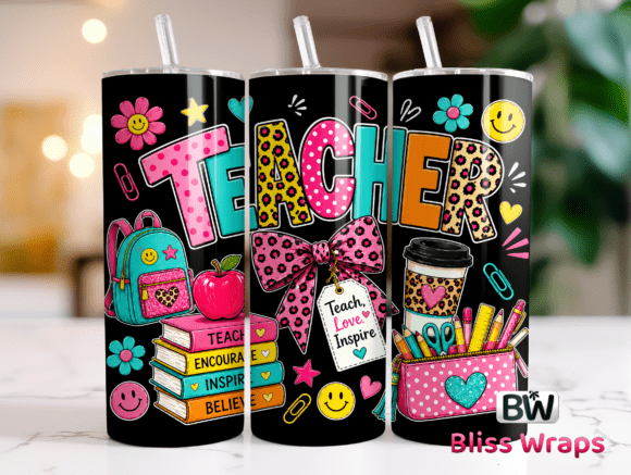 Download Retro Teacher Tumbler Wrap PNG - Tumbler wrap png Collection