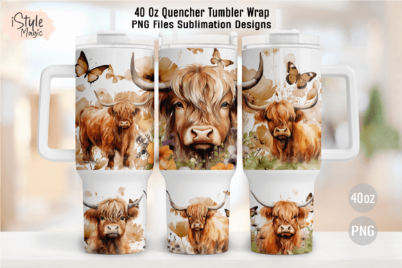 Download Boho Highland Cow 40oz Tumbler Wrap PNG - Tumbler wrap png Collection