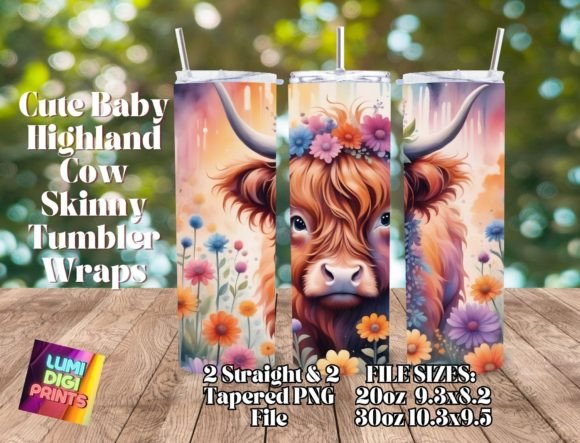 Download Highland Cow Watercolor Tumbler Wrap PNG - Tumbler wrap png Collection