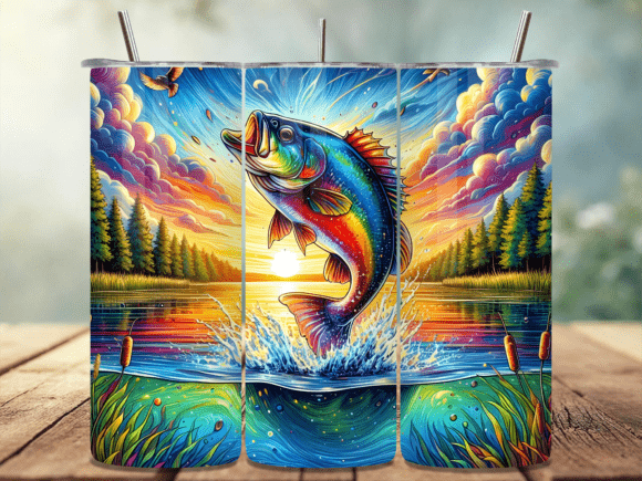 Download Vibrant Trout Fishing Tumbler Wrap PNG - Tumbler wrap png Collection